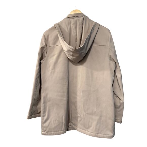 NEW! Calvin Klein L Hooded Raincoat Quilted Interior Waterproof Jacket Tan Beige - Picture 3 of 9